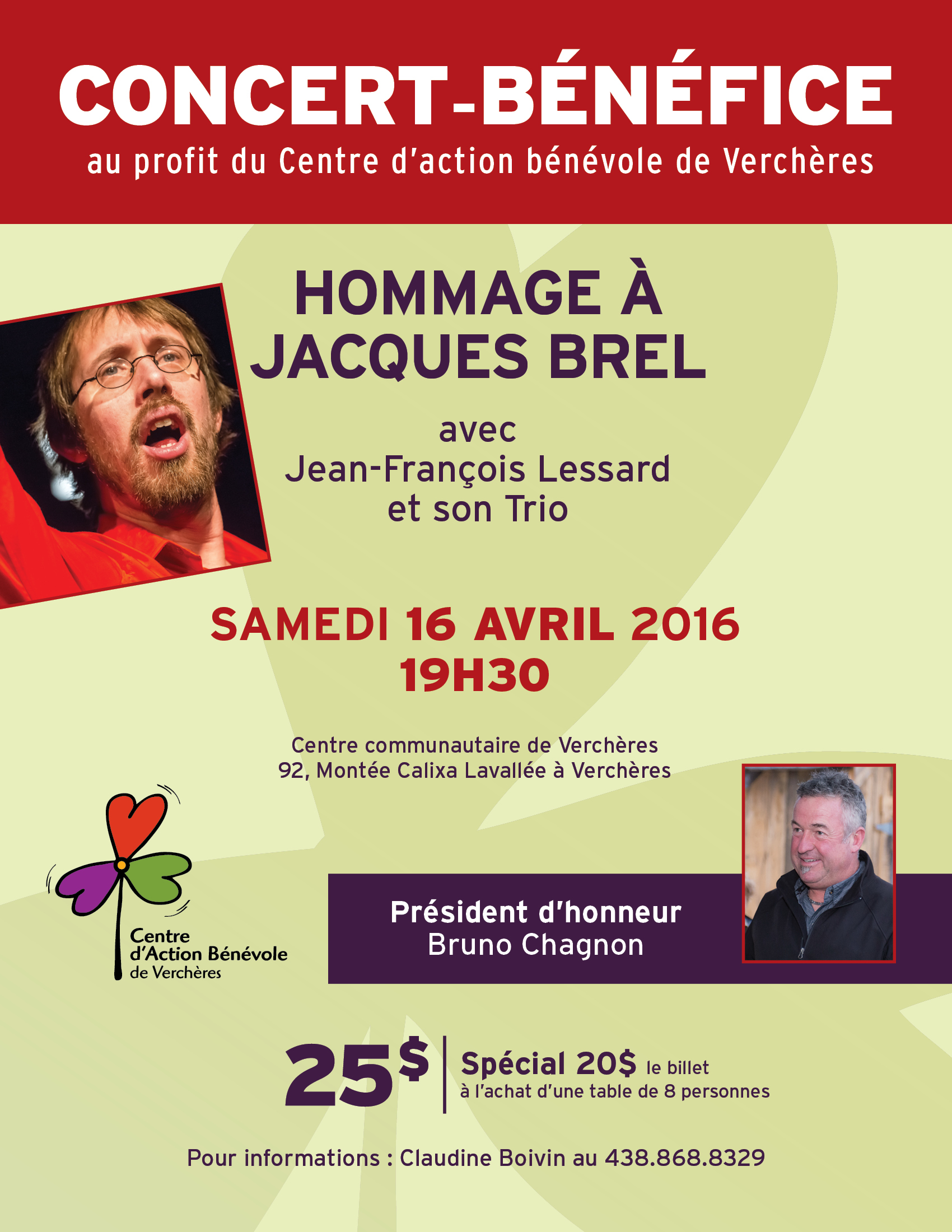 Hommage à Jacques Brel par Jean-François Lessard et son Trio - Spectacle-bénéfice