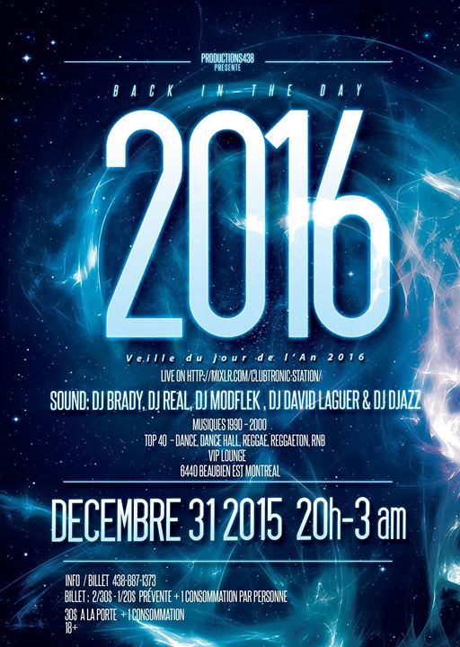 JEUDI 31 DÉC - NEW YEAR 2016 - VIP LOUNGE - DJ BRADY - DJ DAVID LAGUER - DJ REAL - DJ DJAZZ - DJ MODFLEX |