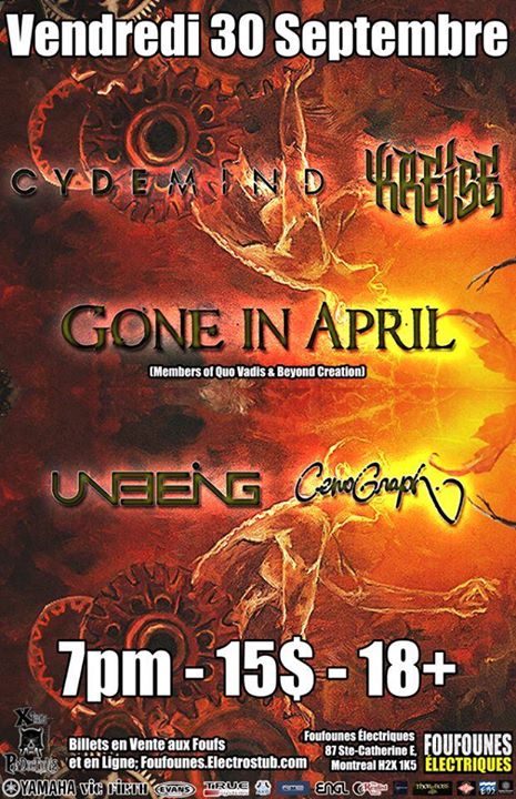 Kreise, Cydemind, Gone in April, Unbeing & Cenograph - Live at Foufs Friday September 30th