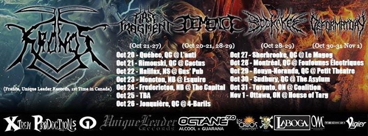 Kronos (France), Démence, The Outborn + Vitiated // Jeudi 20 Octobre 2016 // L'Anti Bar & Spectacles