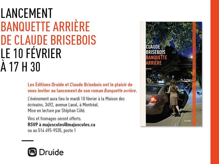 LANCEMENT — « Banquette arrière » de Claude Brisebois