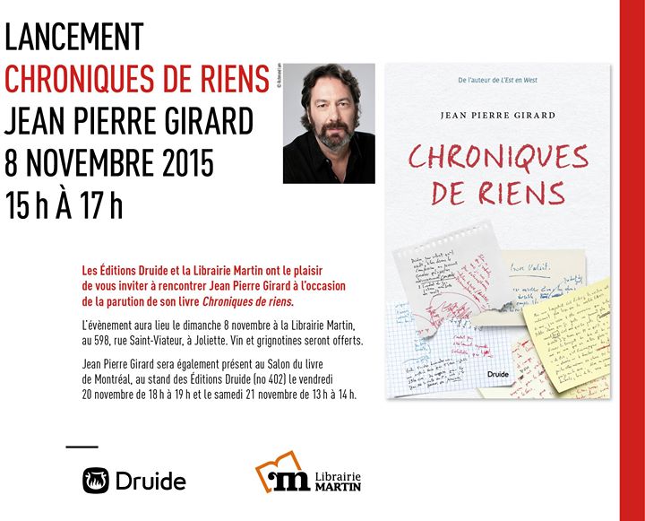 LANCEMENT — « Chroniques de riens » de Jean-Pierre Girard