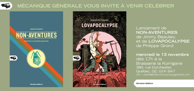 Lancement de NON-AVENTURES et de LOVAPOCALYPSE à QUÉBEC!!!