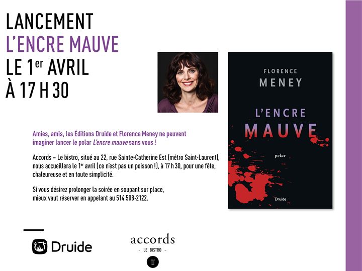 LANCEMENT — « L’encre mauve » de Florence Meney