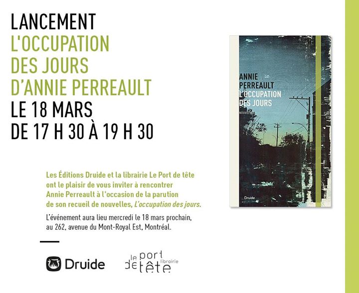 LANCEMENT — « L'occupation des jours » d’Annie Perreault