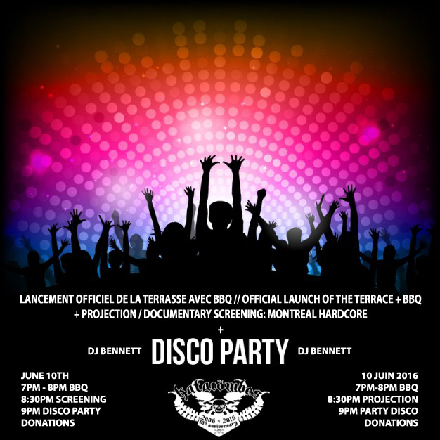 Lancement terrasse, bbq, projection documentaire Montreal Hardcore + Disco punk party