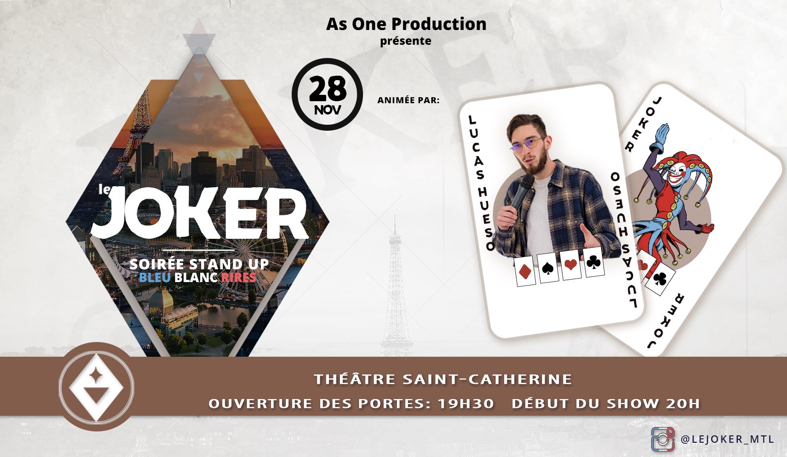 Le Joker - Soirée stand up bleu, blanc, rires