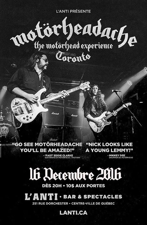 Motörheadache - The Motörhead experience // Vendredi 16 décembre 2016 // L'Anti Bar & Spectacles