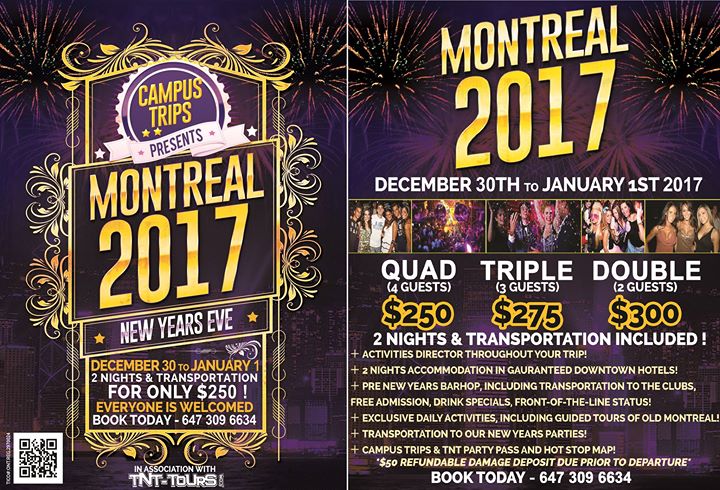 New Years In Montreal 2017 - For Only $250 !