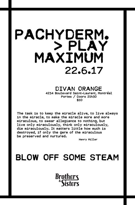 Pachyderm Show + Vinyl Fundraiser - Divan orange