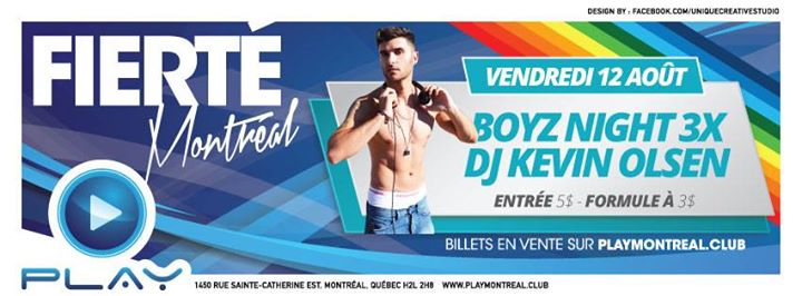 PLAY: Boyz Night w/ Dj Kevin Olsen - Fierté Mtl