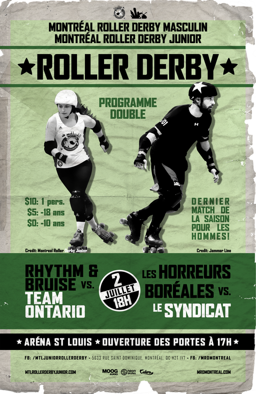 Programme double de ROLLER DERBY - Juniors et hommes
