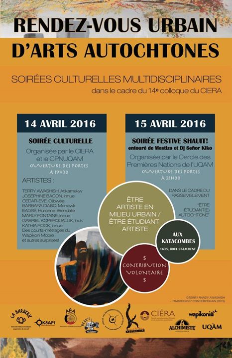 Rendez-vous urbain d’arts autochtones : Soirée festive Shauit 15 avril / Urban gathering of Indigenous arts : Indigenous Party Shauit April