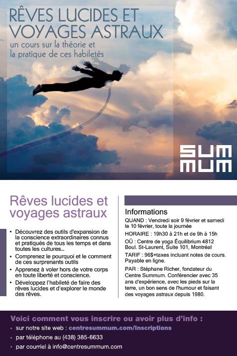 Rêves lucides et voyages astraux (fin de semaine)