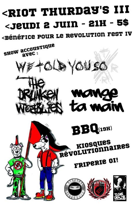 Riot Thursday's III - Bénéfice pour le Revolution Fest