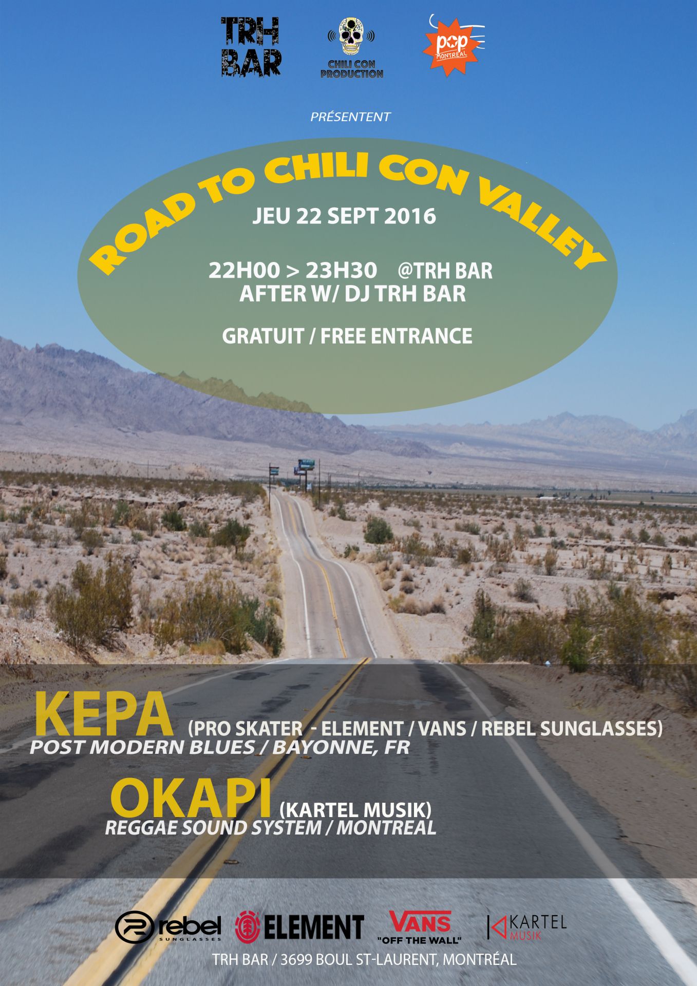 ROAD TO CHILI CON VALLEY : OKAPI, KÉPA + DJ (spectacle tratuit)