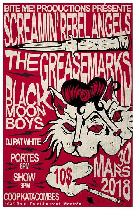 Screamin' Rebel Angels / Greasemarks / Black Moon Boys