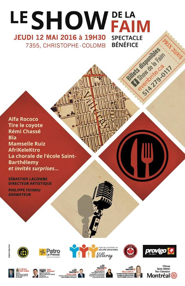 Show de la Faim Villeray 2016 : Tire le coyotte, Rémi Chassé, Alfa Rococo, AfriKeleKtro,