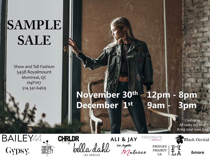 SHOW & TELL Montreal Sample Sale