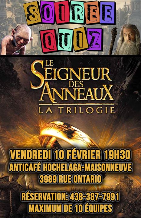 Soirée quiz: Spécial Seigneur des anneaux (Les deux tours)