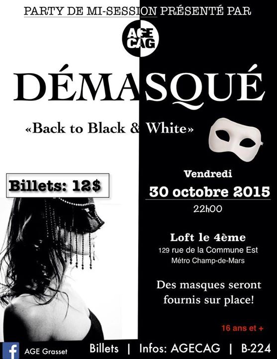 *****SOLD-OUT***** PARTY DE MI-SESSION GRASSET: DÉMASQUÉ