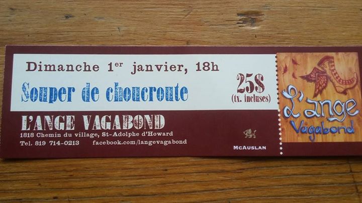 Souper de choucroute du 1er janvier à l'Ange Vagabond