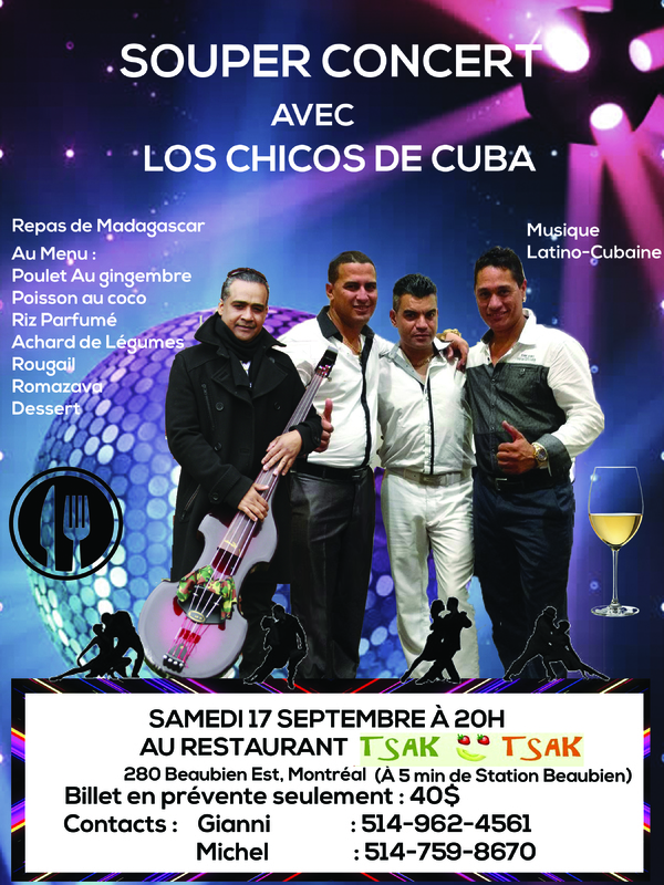 Souper Spectacle- Musique Cubaine & Repas de Madagascar