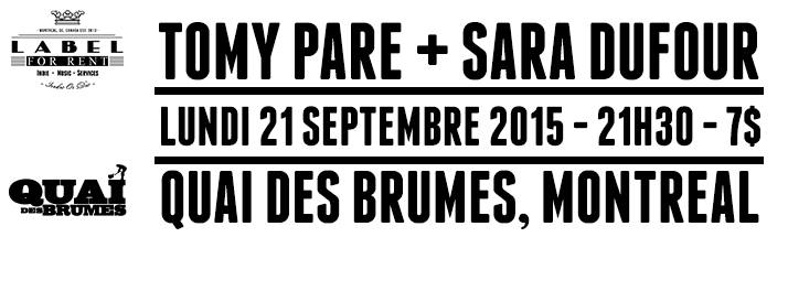 Tomy Paré + Sara Dufour @ Quai des Brumes