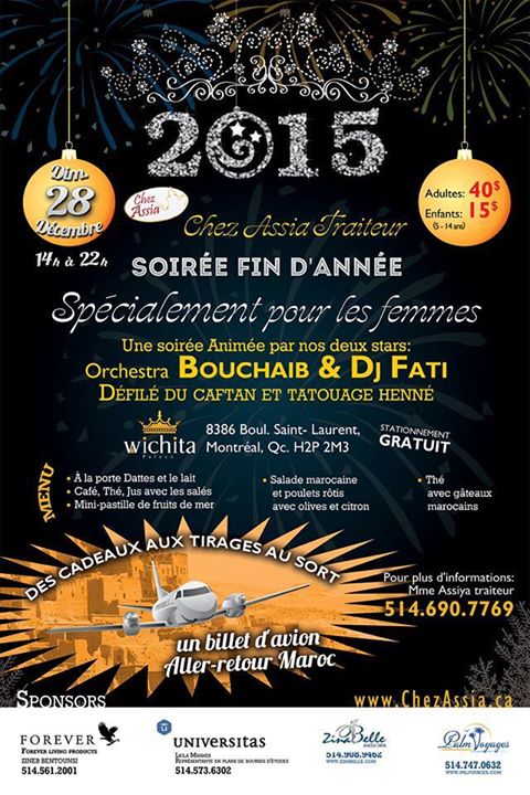 Traiteur Chez Assia organise une soirée pour les femmes à l'occasion de la nouvelle année 2015