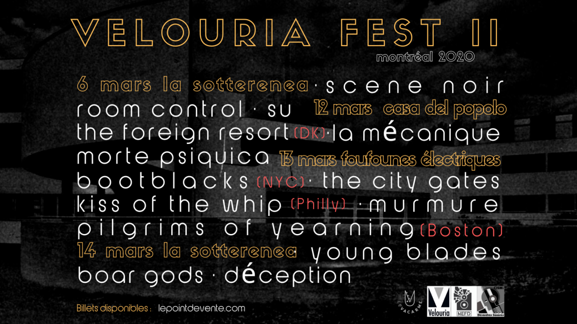 Velouria Fest II: Bootblacks, The Foreign Resort, The City Gates, Kiss of the Whip, Scene Noir, Young Blades, La Mécanique