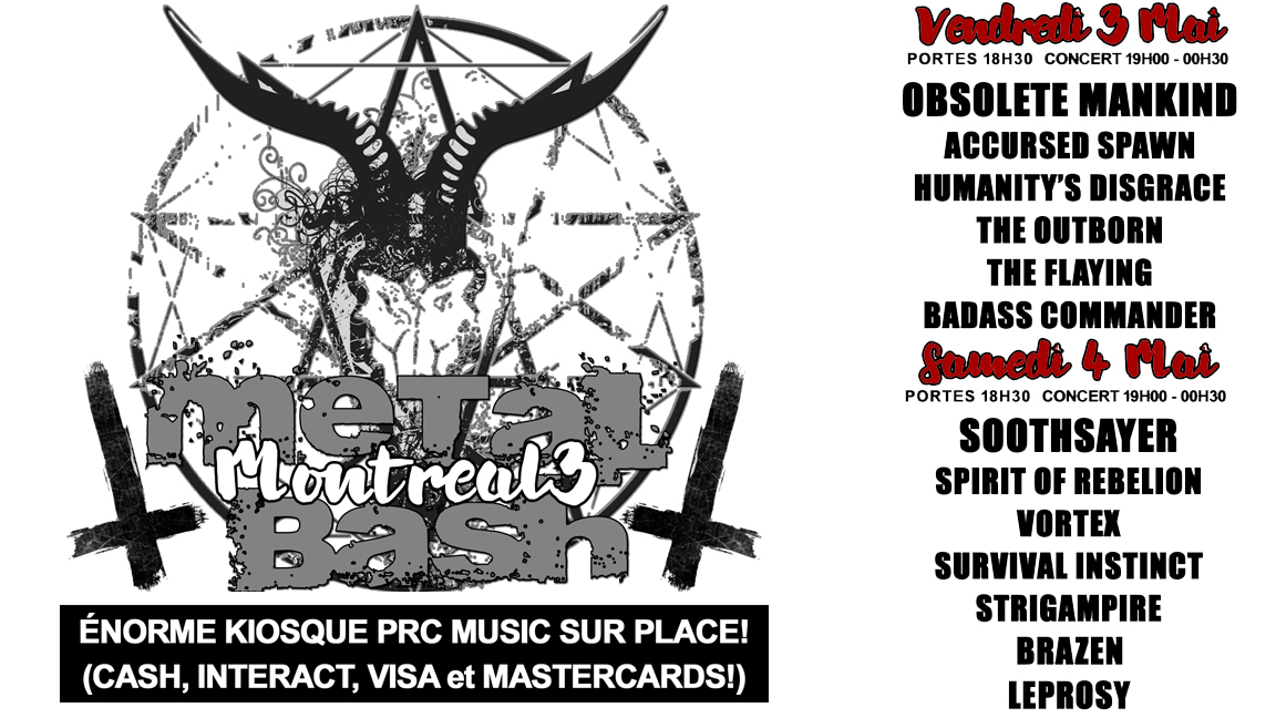 Vendredi 3 Mai: OBSOLETE MANKIND + 5 Guests!, Samedi 4 Mai: SOOTHSAYER + 6 Guests!