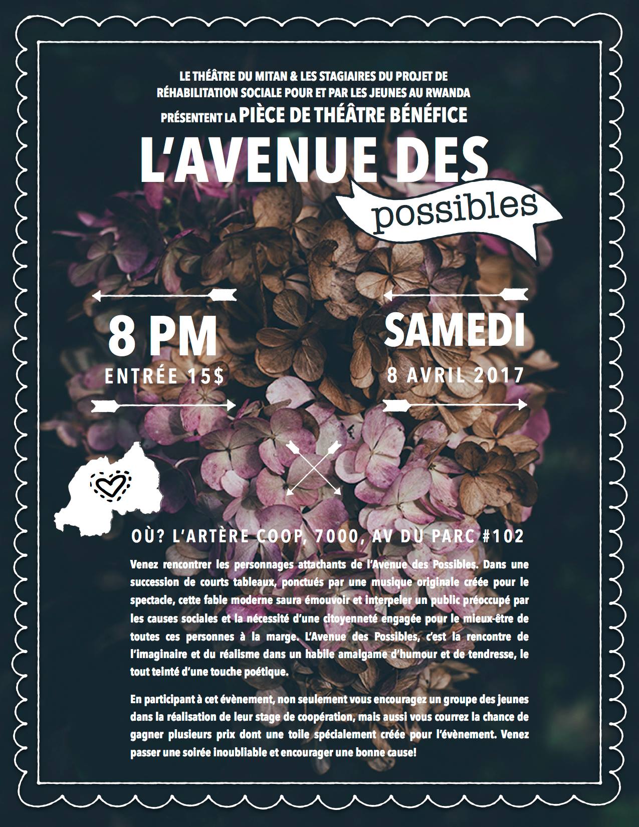 Pièce de théâtre bénéfice : L’avenue des possibles 