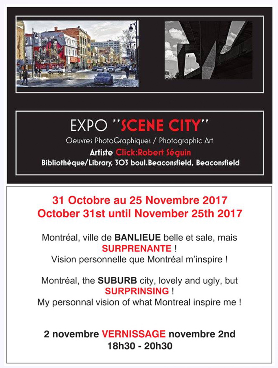 Plein Feux sur l'expo "SCENE CITY" de Robert Séguin