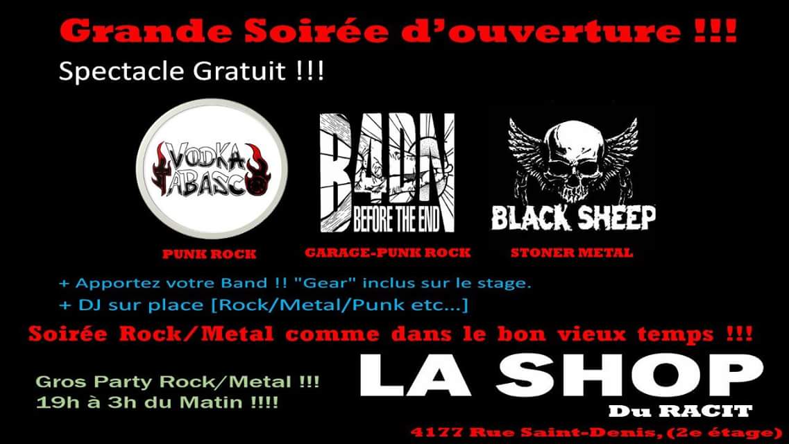 Show Rock Gratuit !!! Ouverture du Bar : Le RACIT