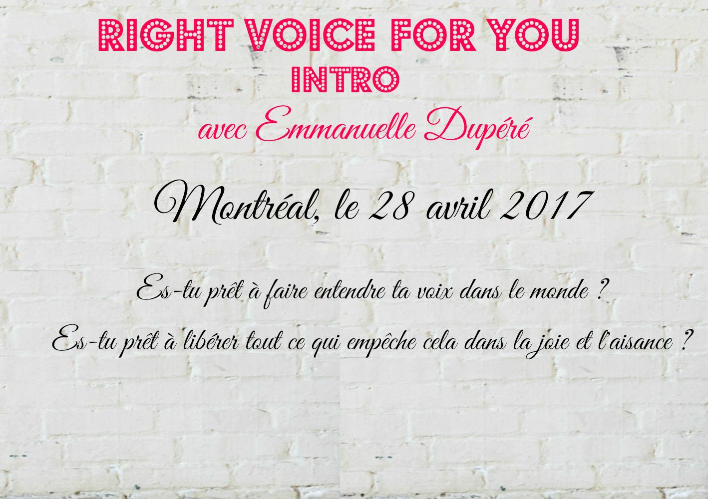 Atelier d'intro - Right Voice for you