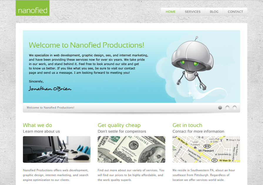 A great web design by Nanofied Productions, Pittsburgh, PA: 