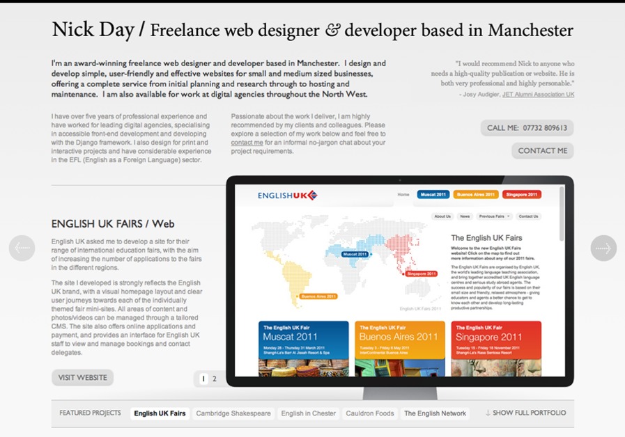 A great web design by Nick Day, Manchester, United Kingdom: 