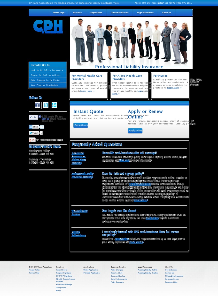 A great web design by CPHINS, Chicago, IL: 