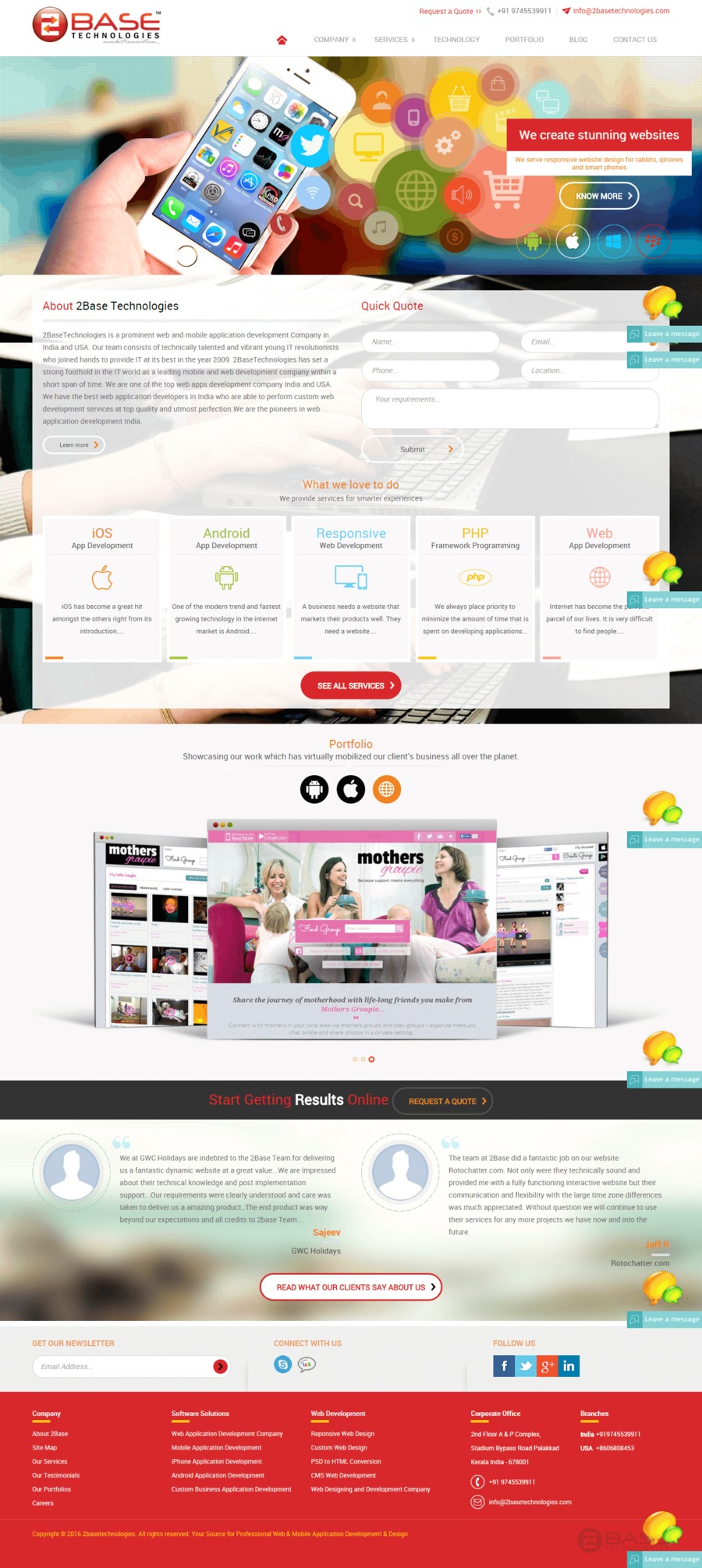 A great web design by 2Base Technologies, India, UT: 