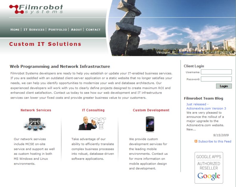 A great web design by Filmrobot Systems, Vancouver, Canada: 