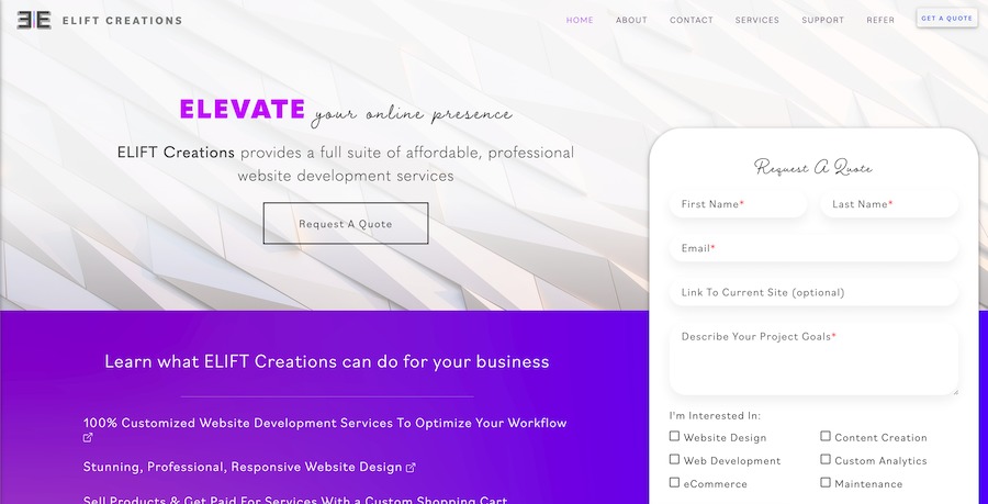 A great web design by ELIFT Creations, Dallas, TX: 