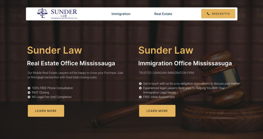 A great web design by Sunder Law Office, Mississauga, Canada: 