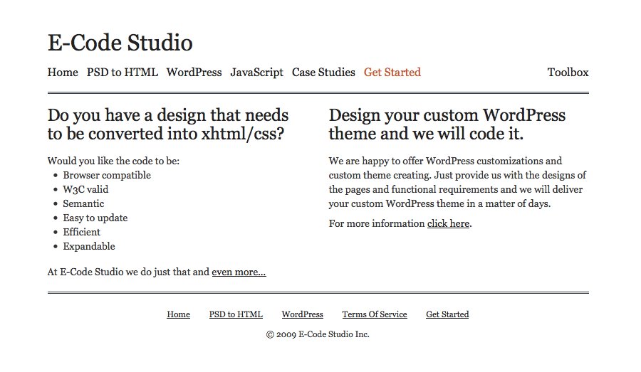 A great web design by E-Code Studio, Inc., Toronto, Canada: 
