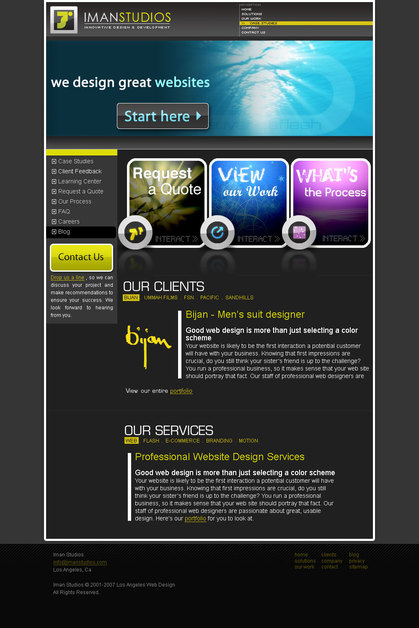 A great web design by Iman Studios, Los Angeles, CA: 