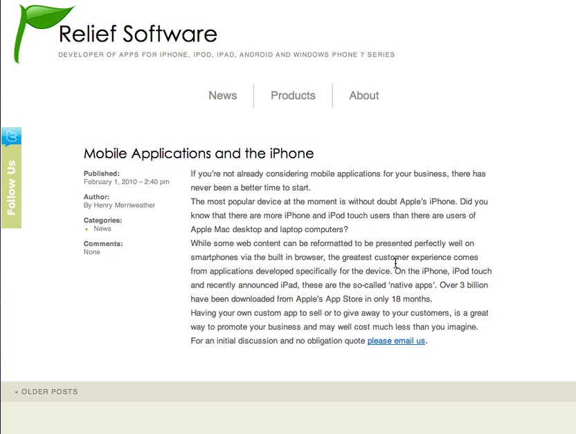A great web design by Relief Software, Glasgow, United Kingdom: 