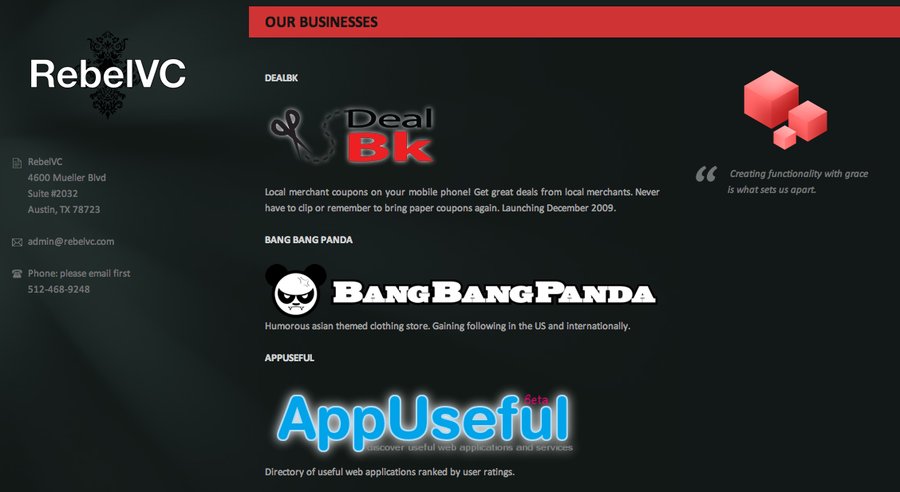 A great web design by RebelVC, Austin, TX: 
