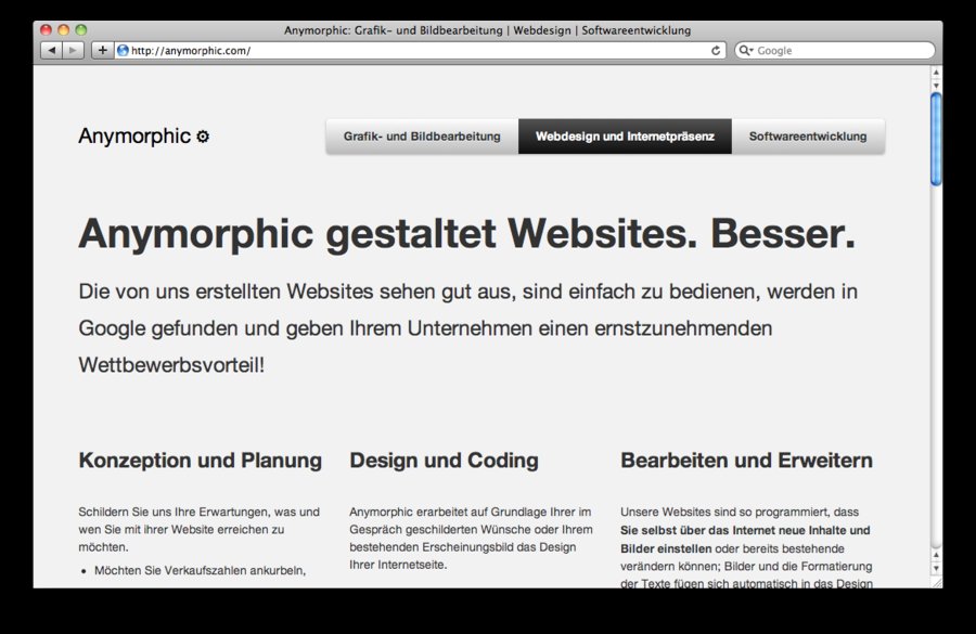 A great web design by Anymorphic, Oldenburg in Niedersachsen, Germany: 