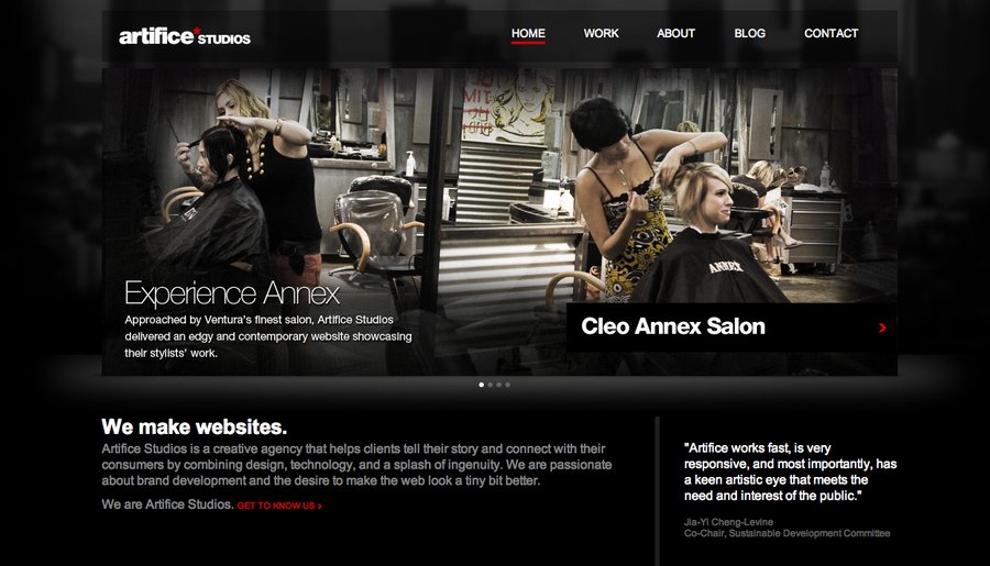 A great web design by Artifice Studios, Los Angeles, CA: 