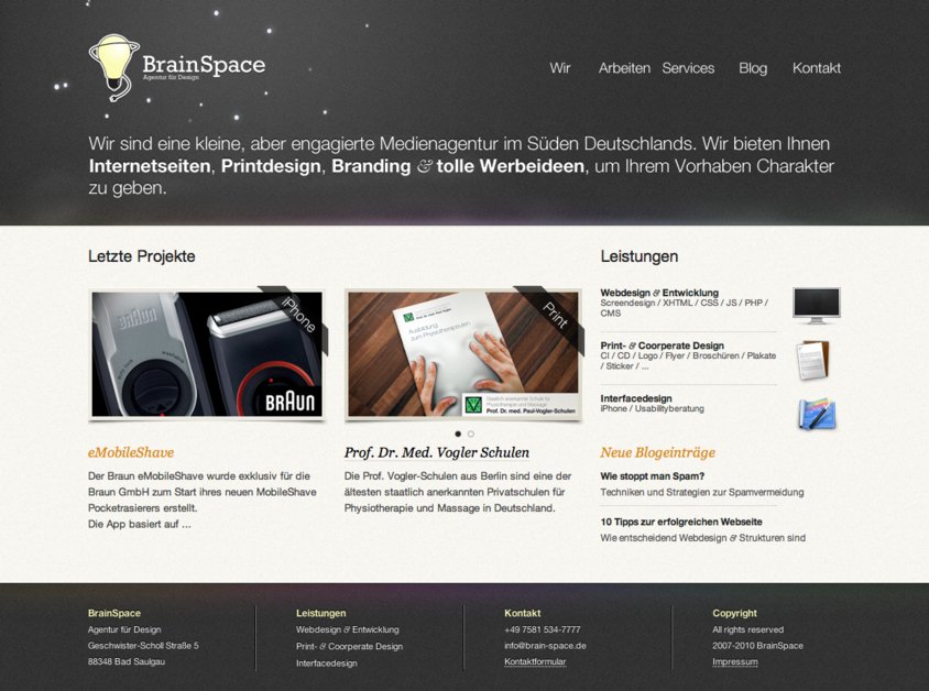 A great web design by BrainSpace, Stuttgart, Germany: 