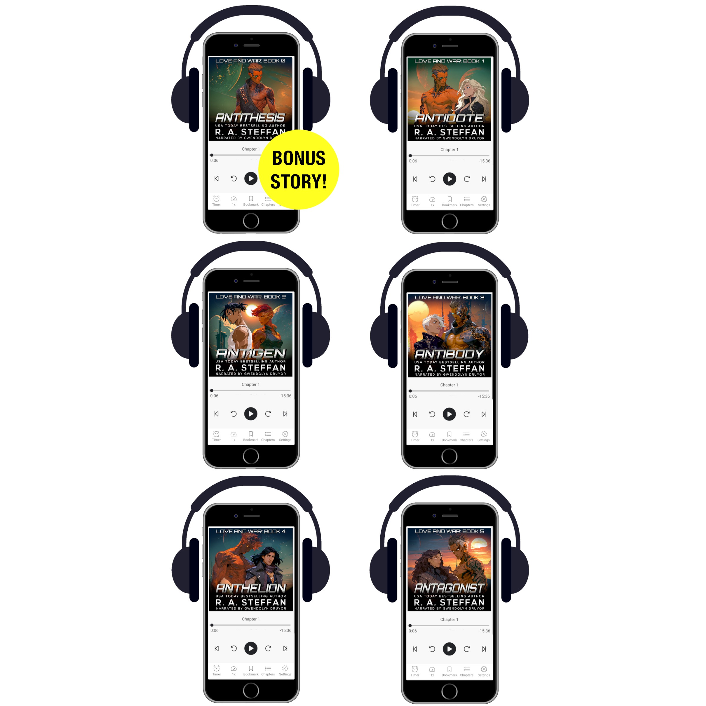 The Love and War Audio Bundle: Books 1-5 plus bonus story